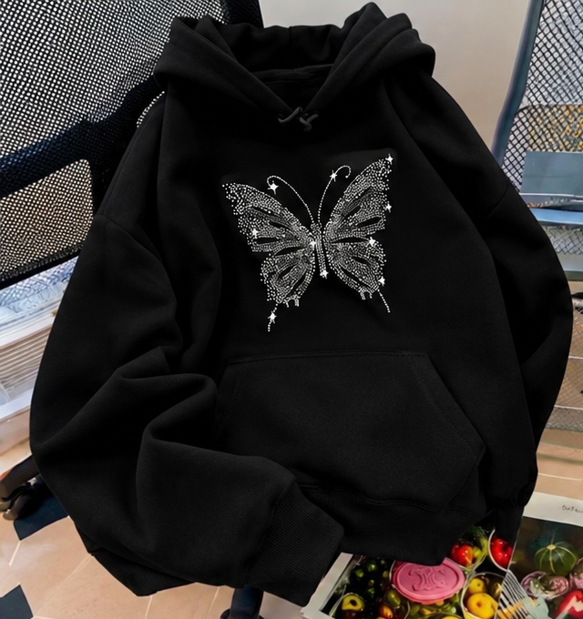 Women’s Butterfly Rhinestone Graphic Hoodie